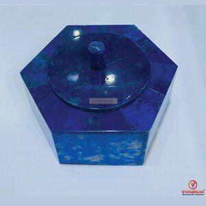 Lapis Lazuli Hexagon Jewelry Box: Gemstone Keepsake Storage
